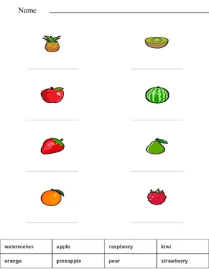 Match the words with the pictures - fruits