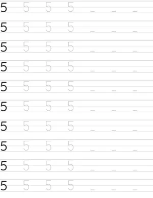 Number Five 5 Writing Skills with Printable Tracing Worksheets