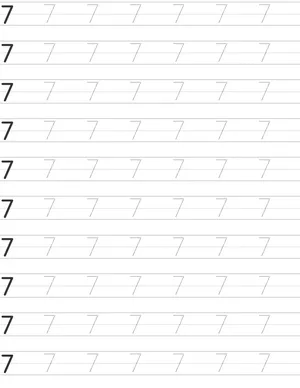 Number Seven 7 Writing Skills with Printable Tracing Worksheets