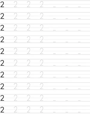 Number Two 2 Writing Skills with Printable Tracing Worksheets