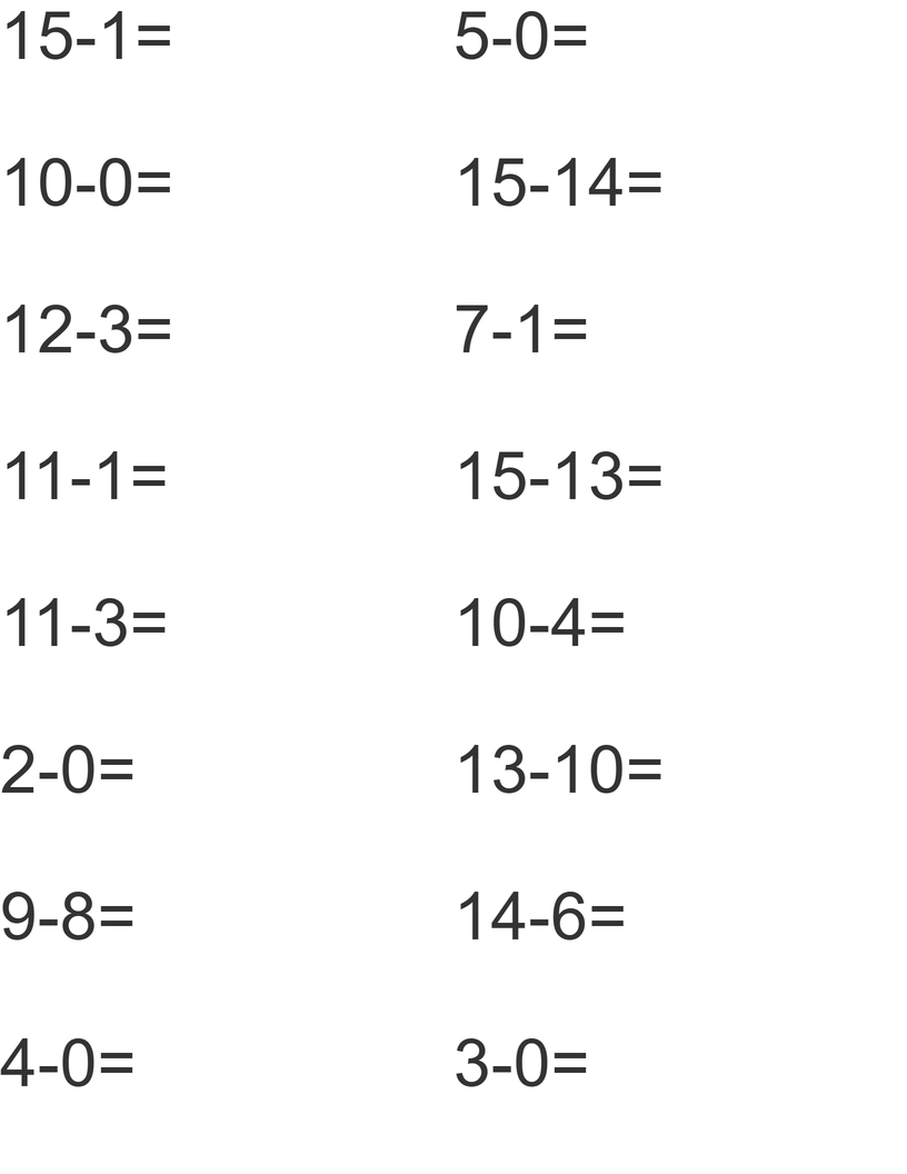 Odejmowanie w zakresie od 1 do 10  worksheet
