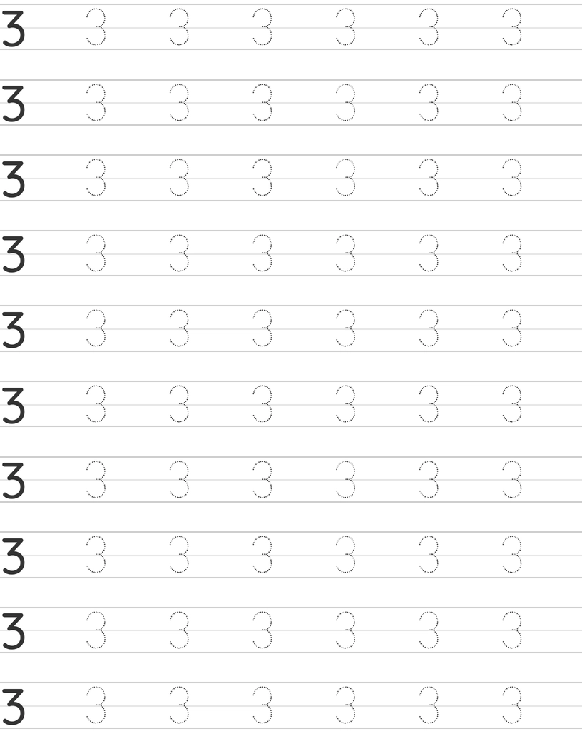 Pisanie cyfry 3 worksheet