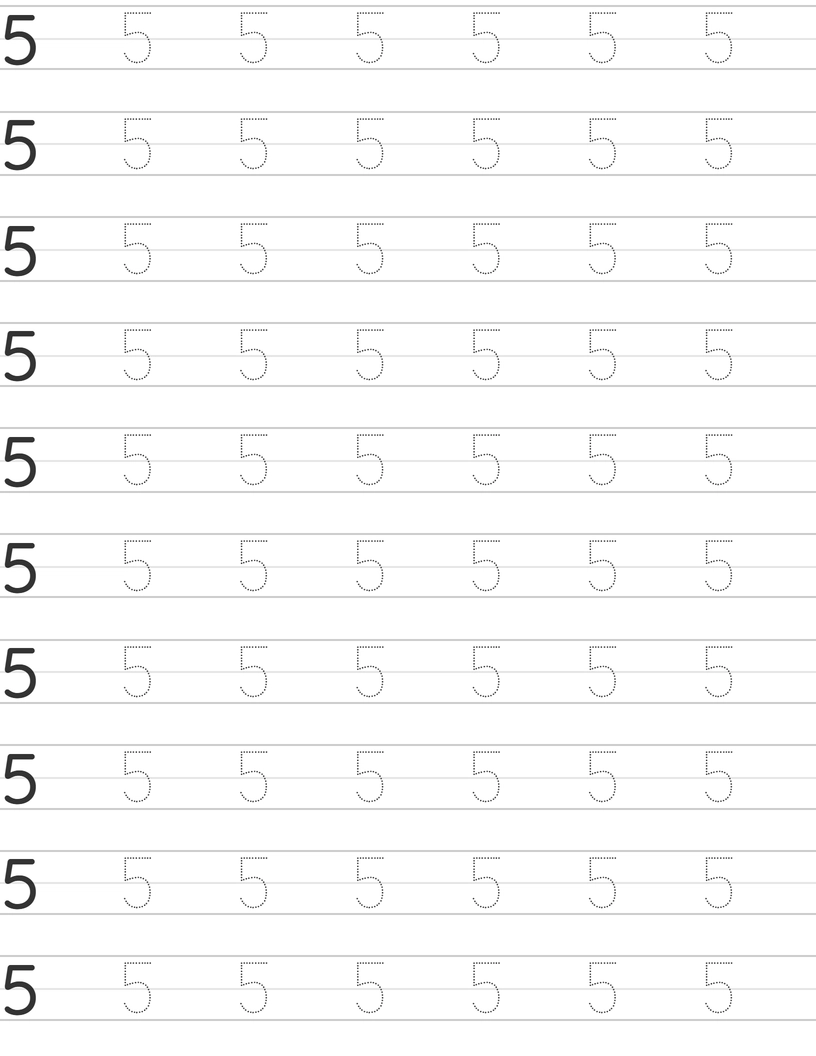 Pisanie cyfry 5 worksheet