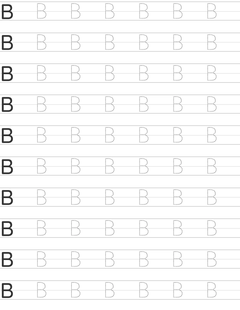 Pisanie dużej litery "B" worksheet