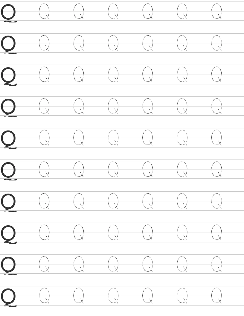 Pisanie dużej litery "Q" worksheet