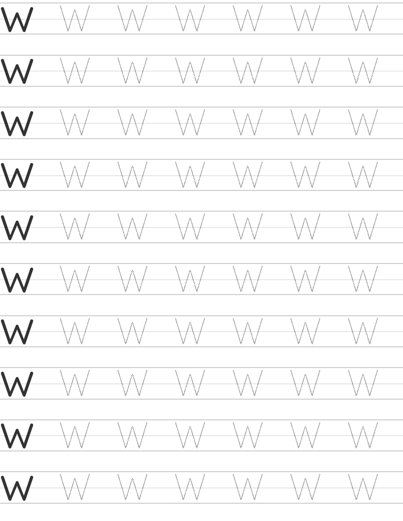 Pisanie dużej litery "W" worksheet