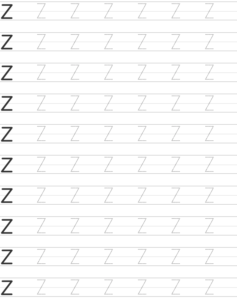 Pisanie dużej litery "Z" worksheet