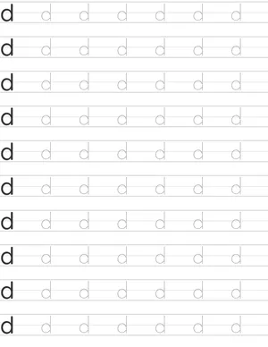 Pisanie małej litery "d"