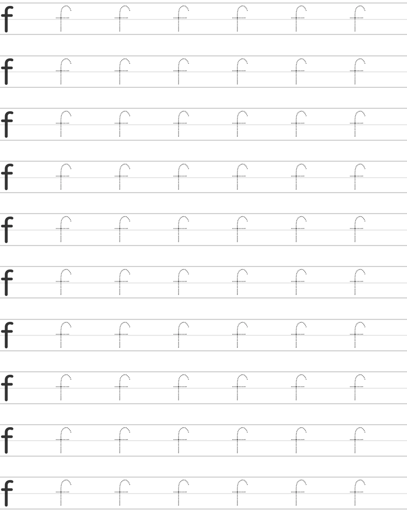Pisanie małej litery "f" worksheet
