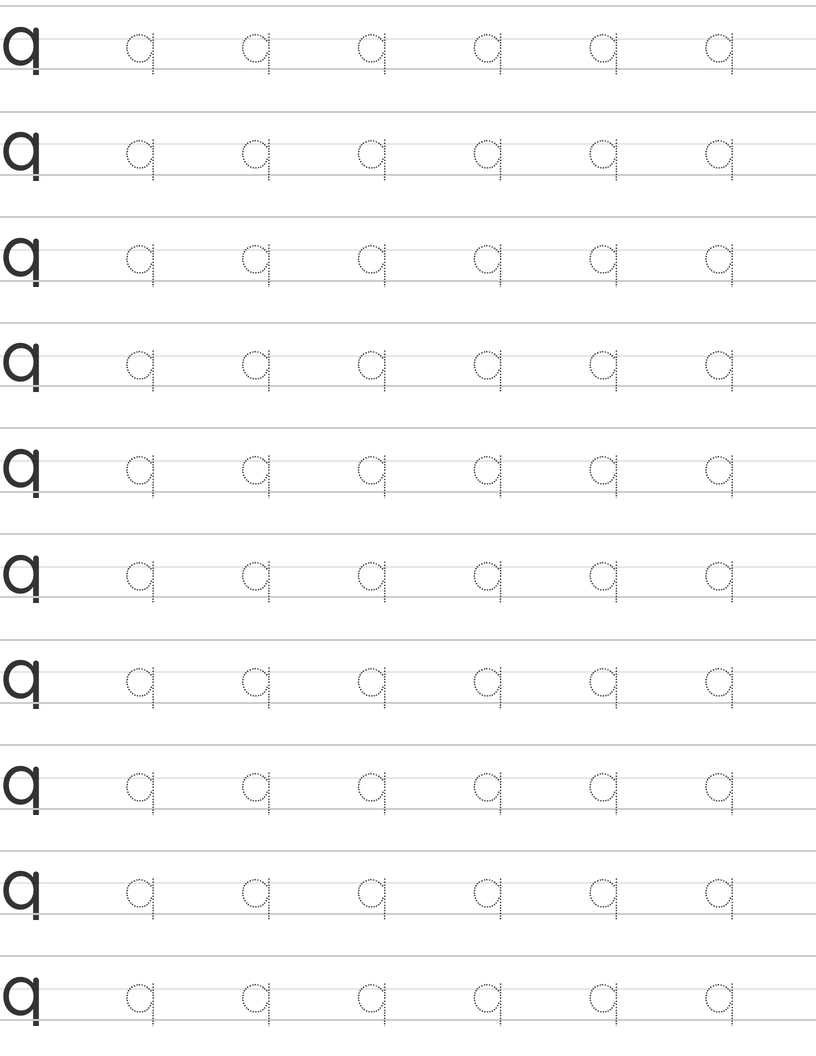 Pisanie małej litery "q" worksheet