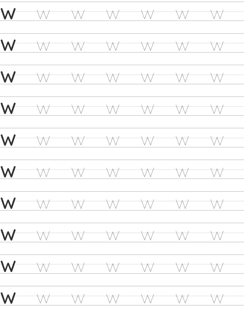 Pisanie małej litery "w" worksheet