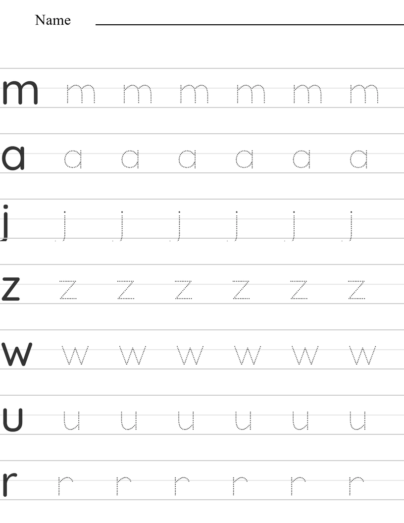 Pisanie małych literek od a do z worksheet