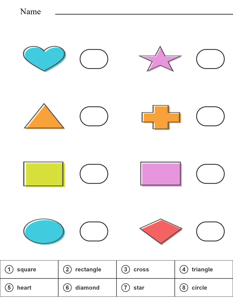 Read and match name of shapes worksheet