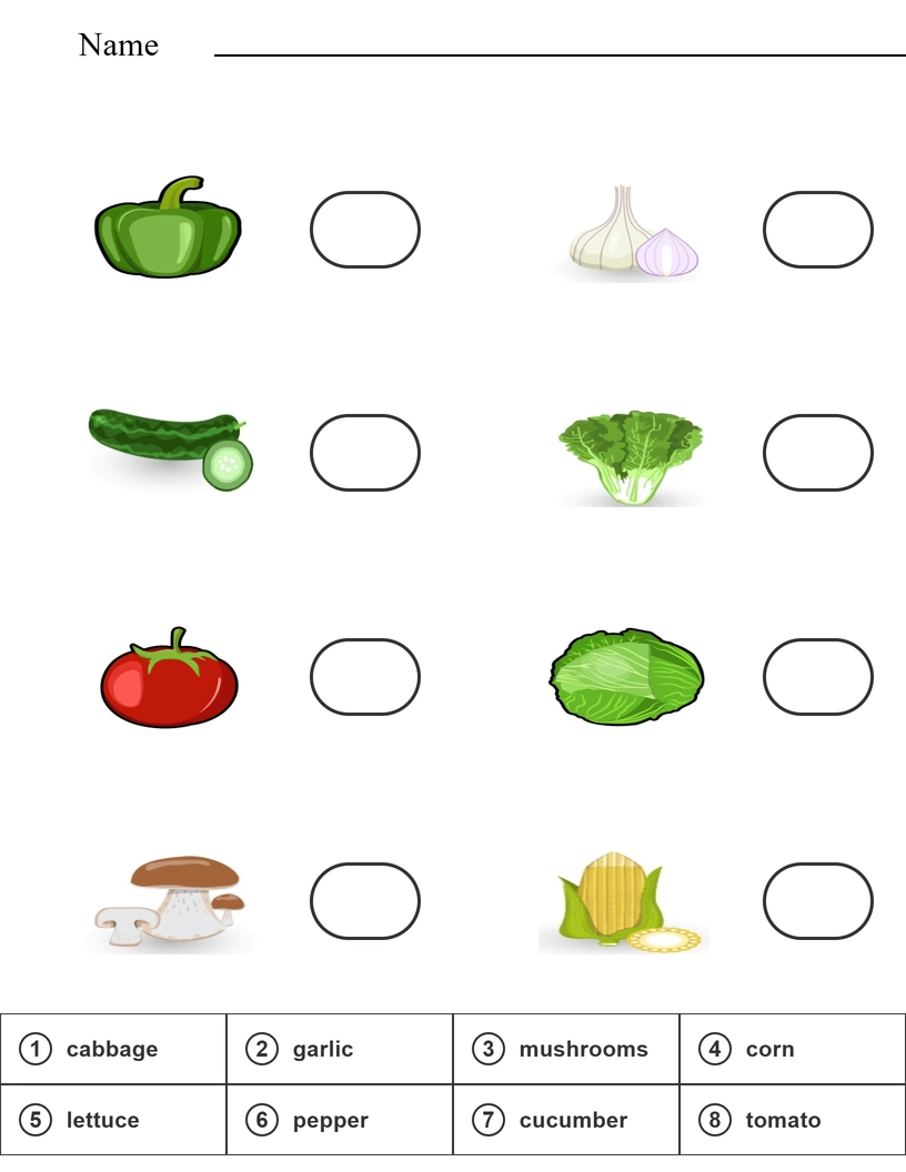 Read and match name of vegetables  worksheet