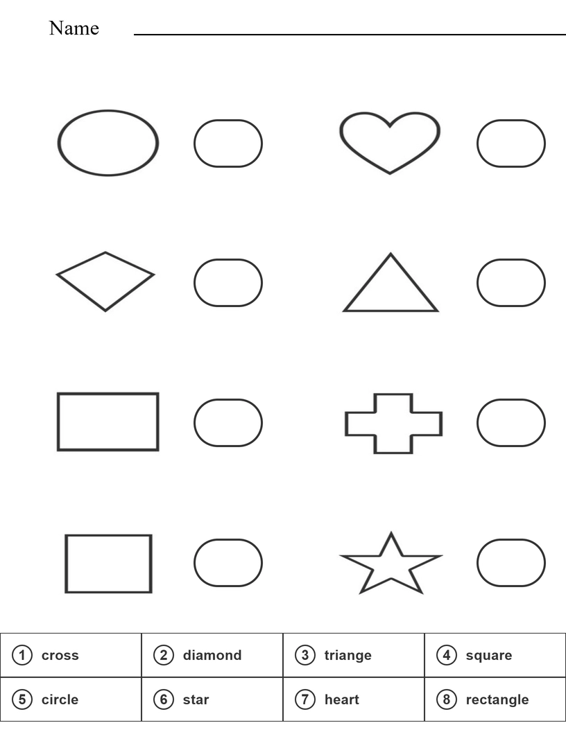 Read and write name of shapes worksheet