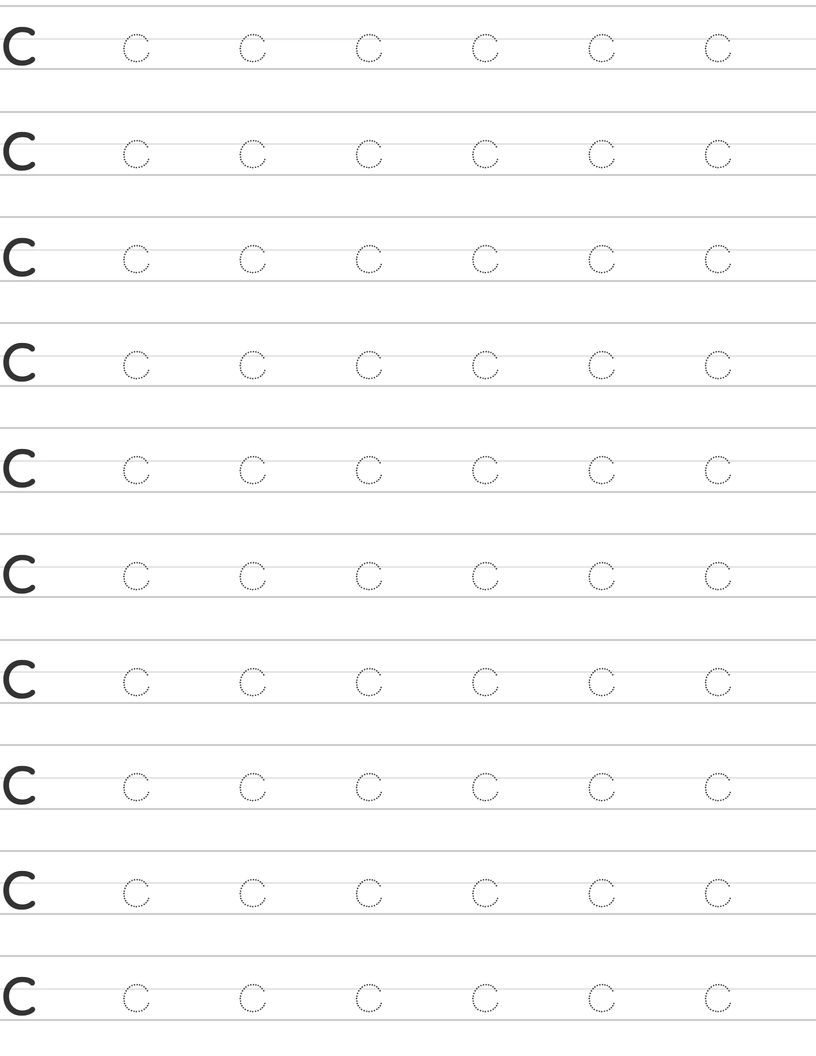 Writing lowercase letter c worksheet