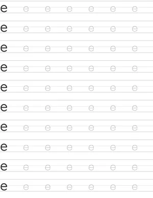 Writing lowercase letter e