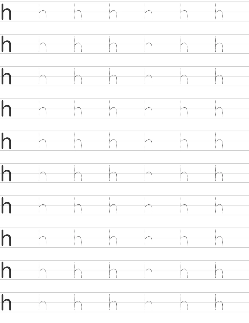Writing lowercase letter h worksheet
