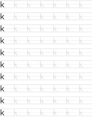 Writing lowercase letter k