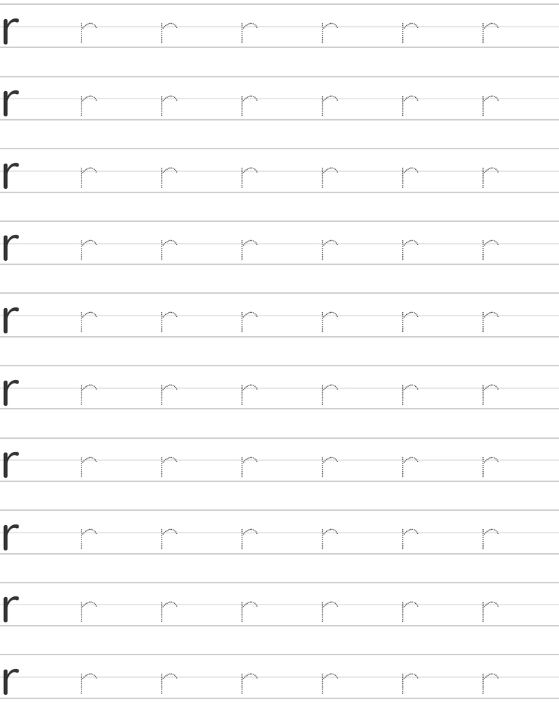 Writing lowercase letter r worksheet