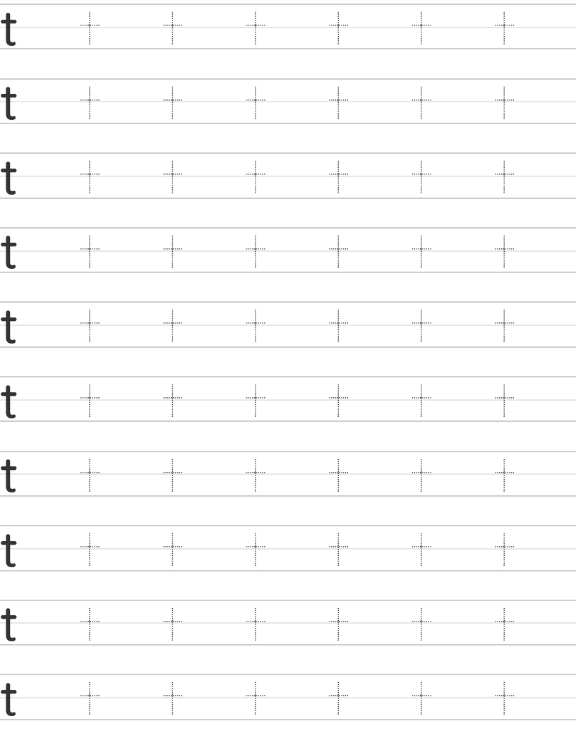 Writing lowercase letter t worksheet