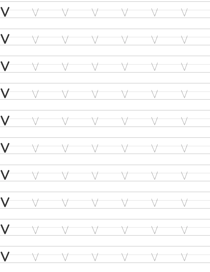 Writing lowercase letter v worksheet
