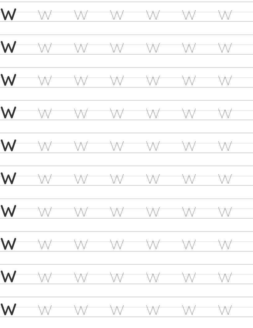 Writing lowercase letter w worksheet