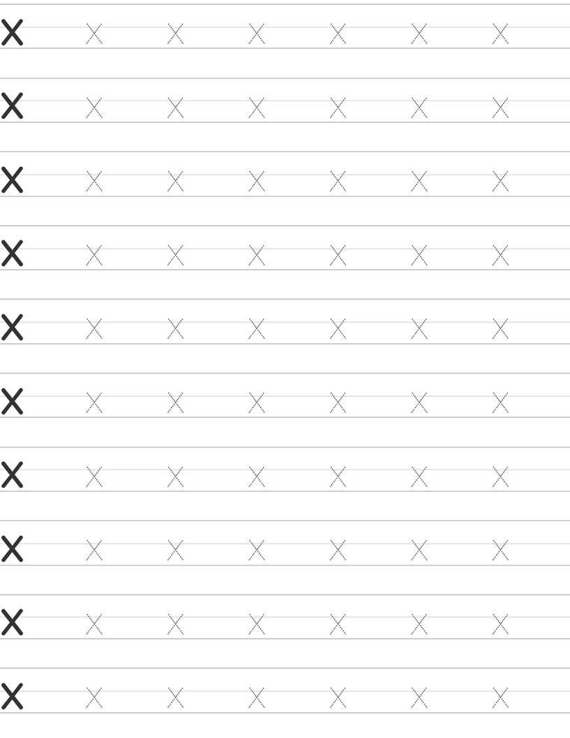 Writing lowercase letter x worksheet