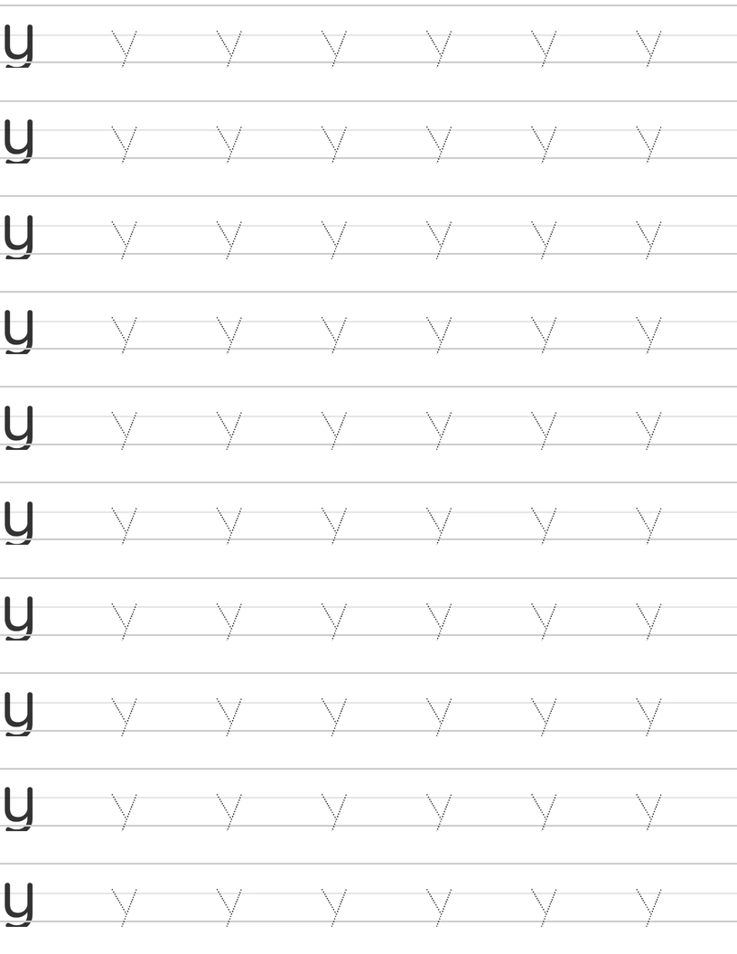 Writing lowercase letter y worksheet