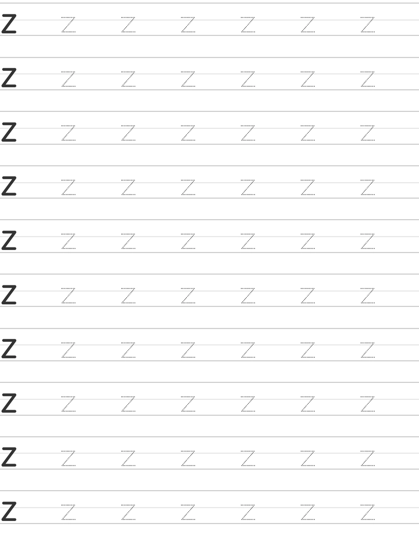 Writing lowercase letter z worksheet