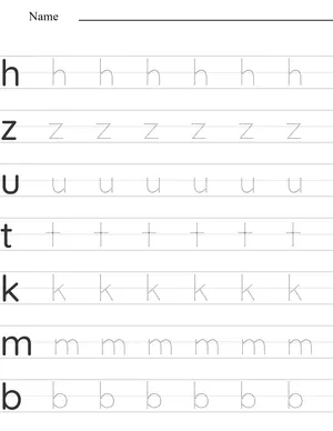 Writing lowercase letters a to z