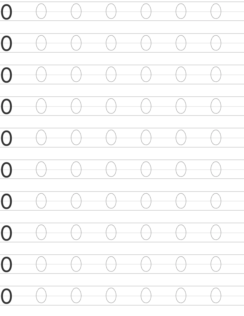 Writing number 0 worksheet