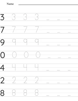 Writing numbers 0-9