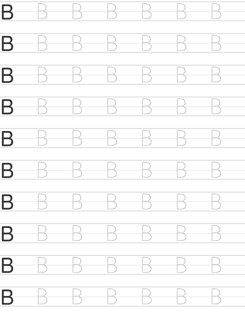 Writing uppercase letter B worksheet