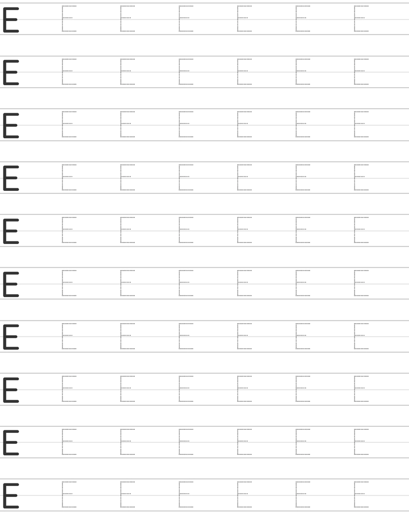 Writing uppercase letter E worksheet