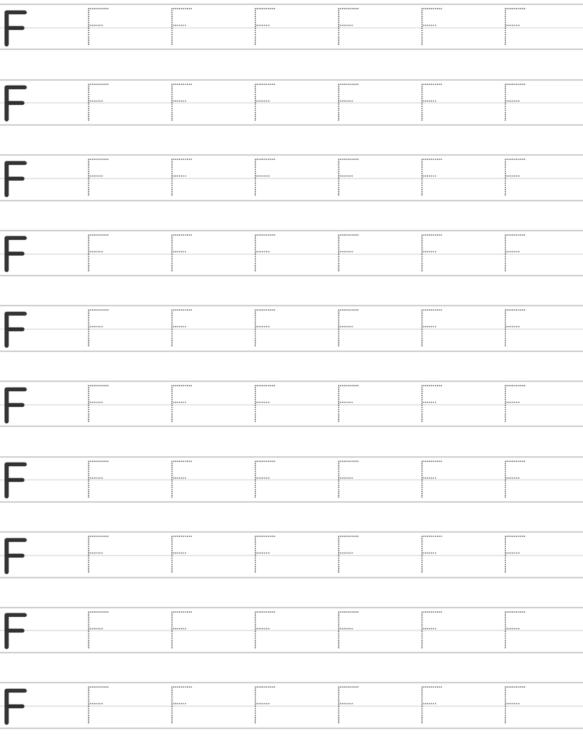 Writing uppercase letter F worksheet