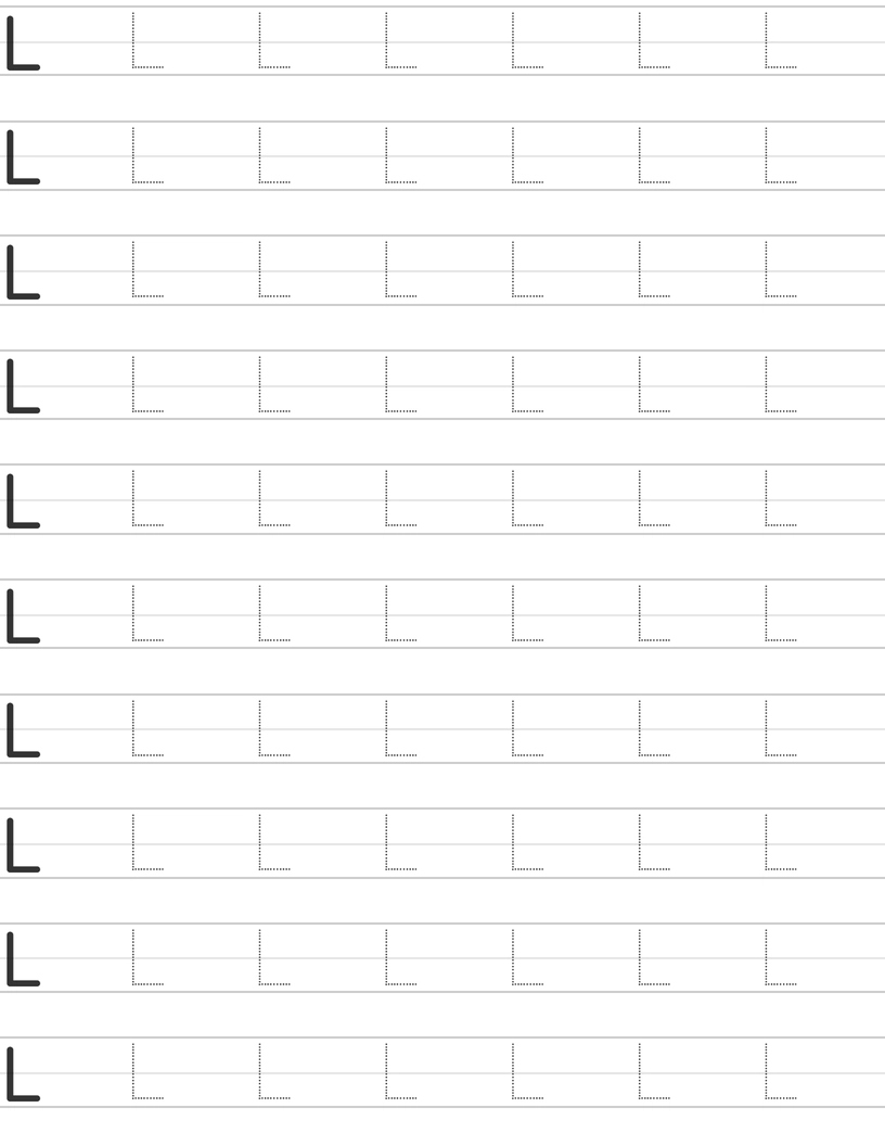 Writing uppercase letter L worksheet