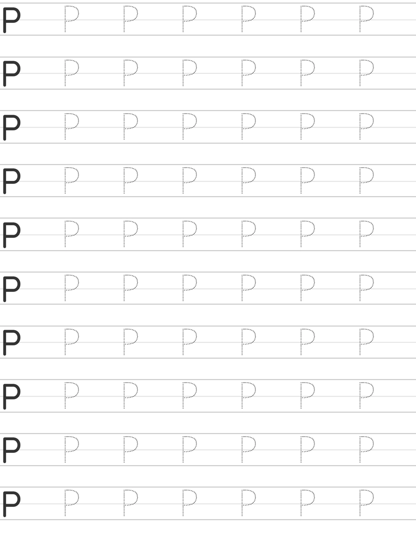 Writing uppercase letter P worksheet