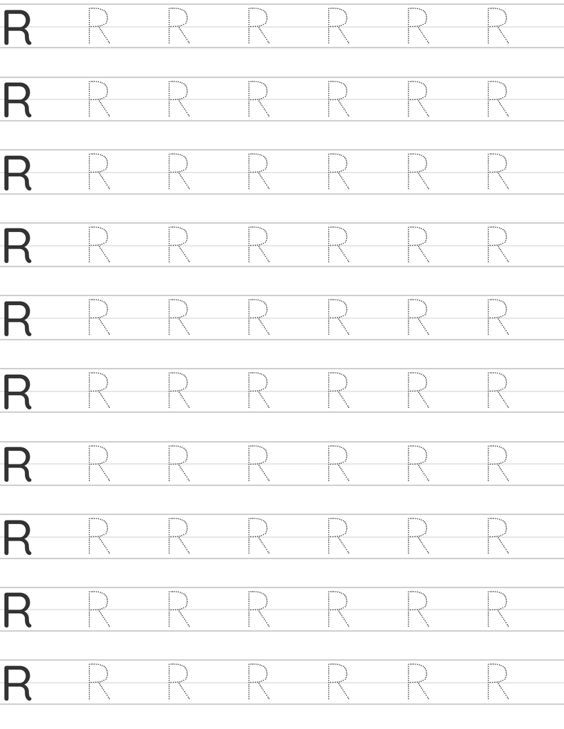 Writing uppercase letter R worksheet