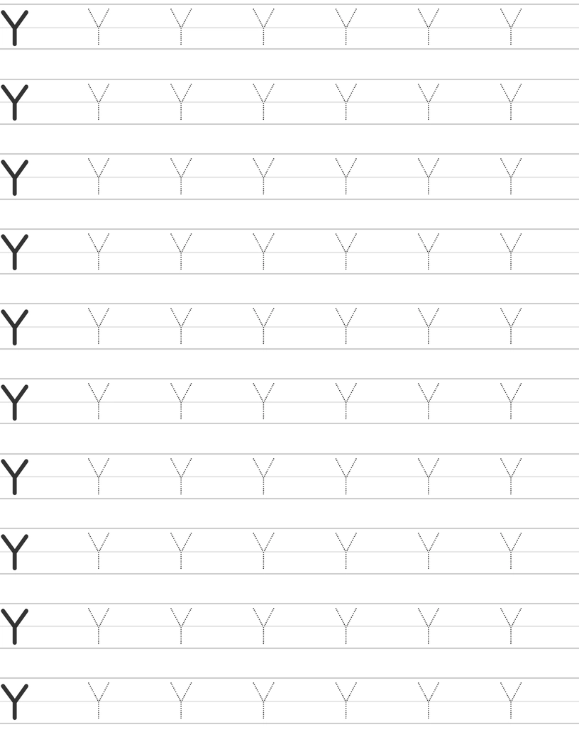 Writing uppercase letter Y worksheet