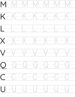Writing uppercase letters A-Z