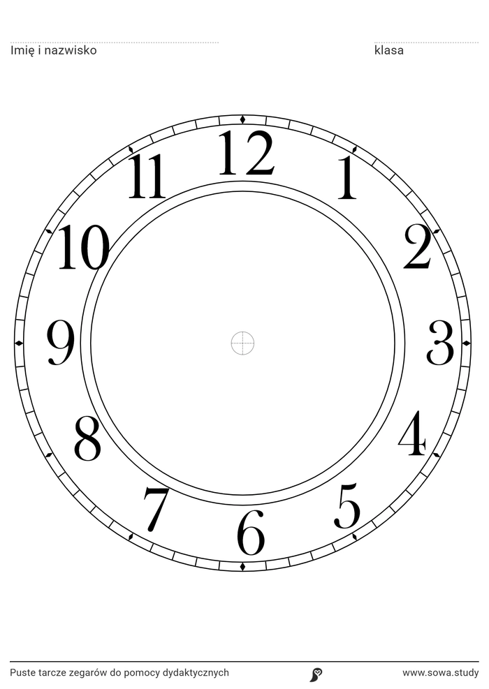 Puste tarcze zegarów do pomocy dydaktycznych worksheet