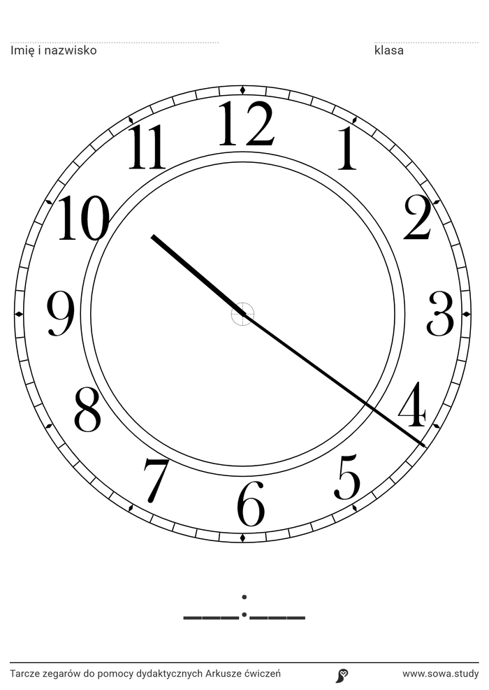 Tarcze zegarów do pomocy dydaktycznych Arkusze ćwiczeń worksheet