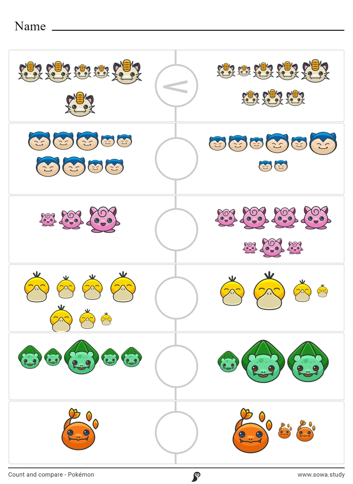 Count and compare - Pokémon worksheet