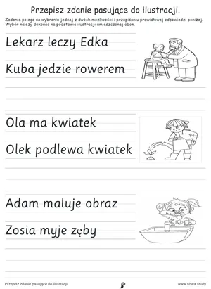 Przepisz zdanie pasujące do ilustracji