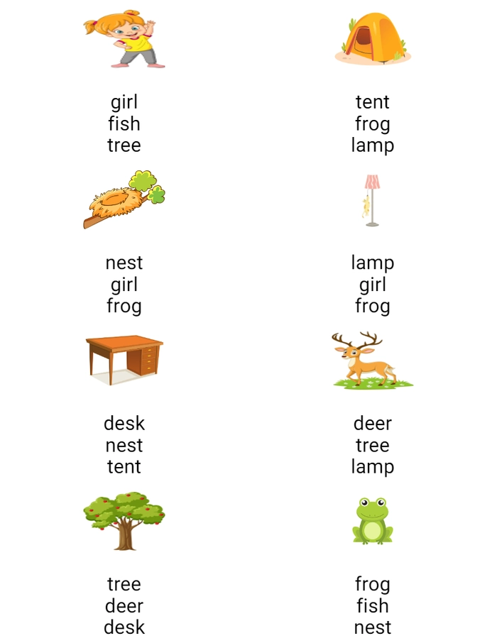 Circle correct four letter word worksheet