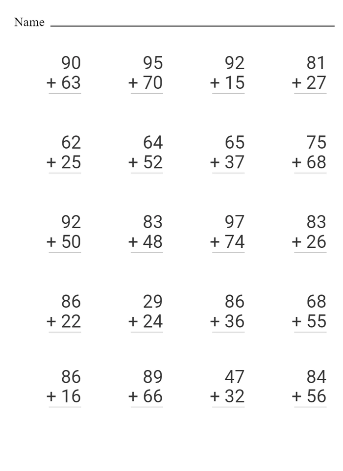 Double Digit Adding With Regrouping worksheet