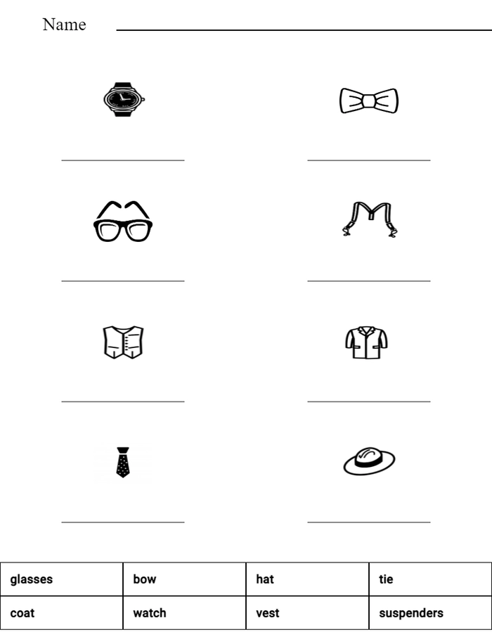 Match the words with the pictures worksheet