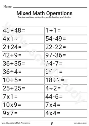 Mixed Operations Math Worksheets