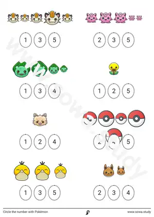 Circle the number with Pokémon